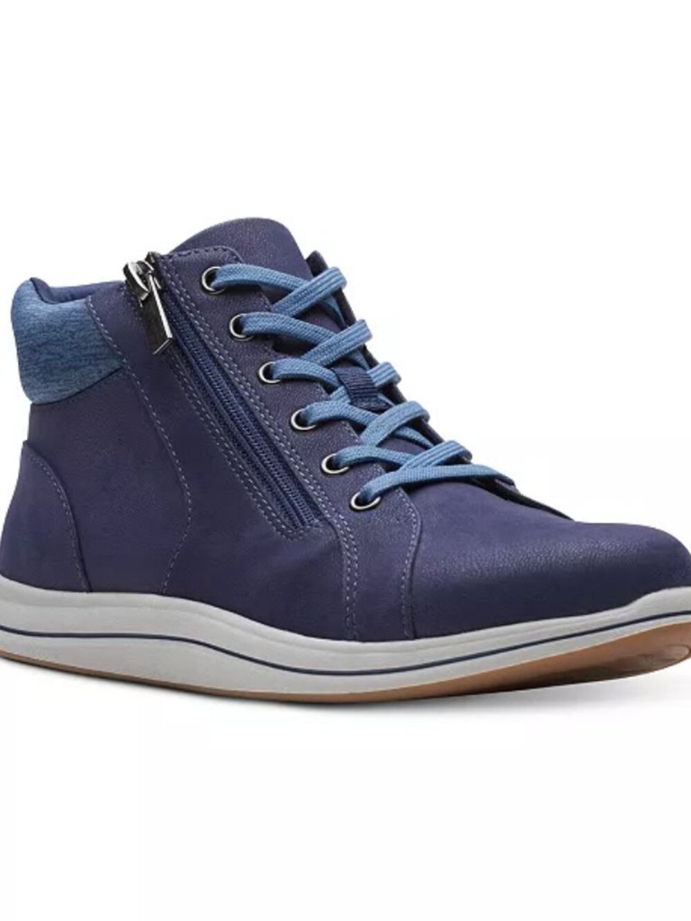 Clarks Cloudsteppers Breeze Glide Boots Women's 9M Navy Blue Comfort Zip Lace Up